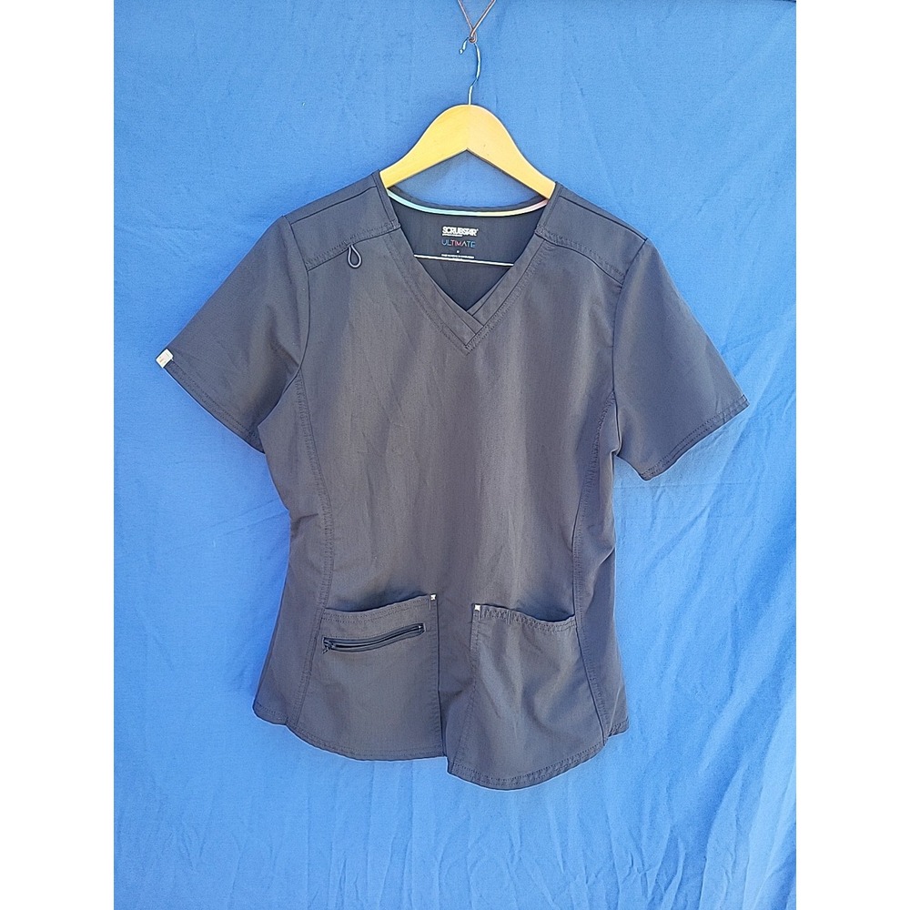 scrubstar ultimate pewter gray scrub‎ top with extra pockets medium